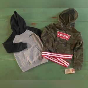 Kids Boys Unisex TWO Levi’s Hoodies size 4 XS NEW Camo and Colorblock